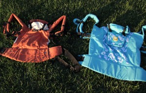 Standard on the left, toddler size on the right