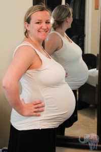 Exhausted, about to give birth 48 hours later, but happy.